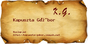 Kapuszta Gábor névjegykártya